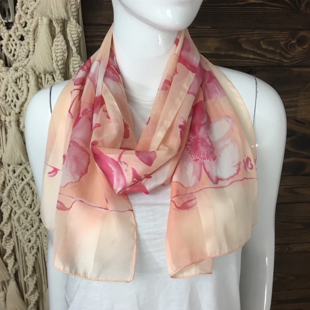 Floral Sheer Striped‎ Scarf/Head Wrap